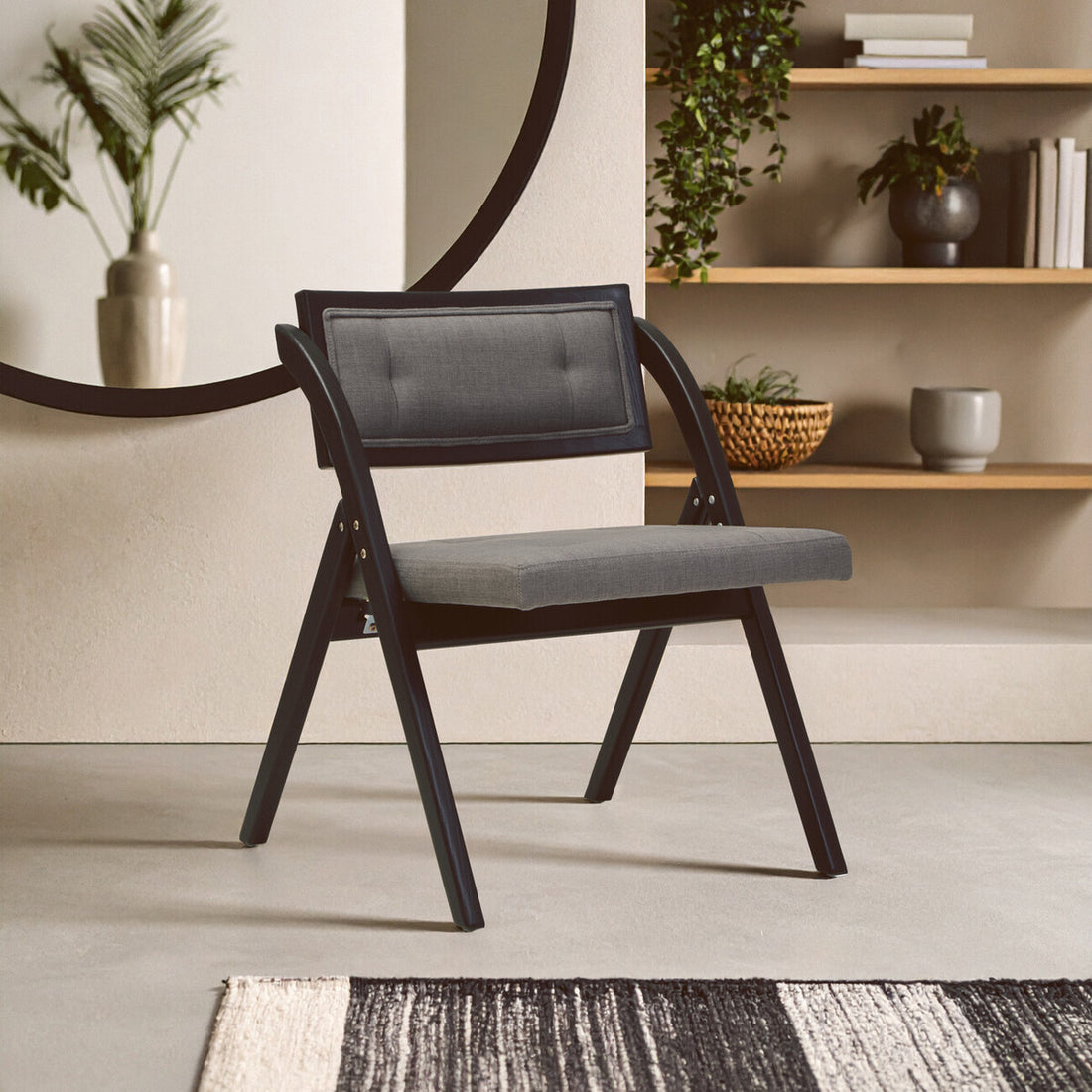 Cebu Grey and Black Elm Wood Folding Chair
