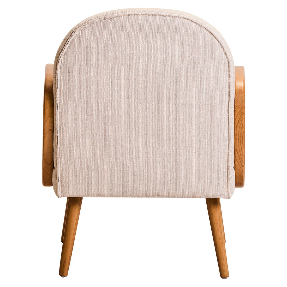 Cebu Ivory Fabric and Cane Chair with Elm Wood Legs - Image 5