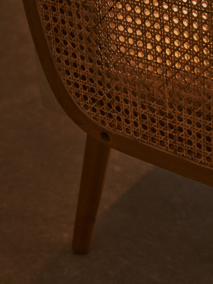 2 Seater Ivory Fabric and Cane Sofa with Elm Wood Legs, Cebu - Image 12