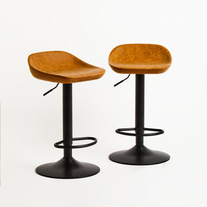 Dalston Set Of Two Camel Bar Stools