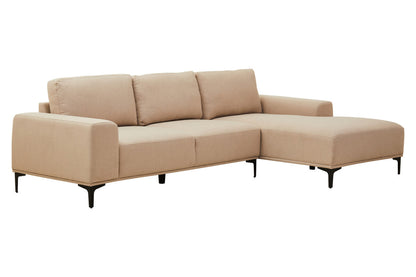 3 Seater Natural Fabric Right Chaise Sofa, Toulon