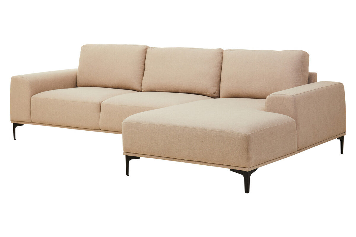 3 Seater Natural Fabric Right Chaise Sofa, Toulon