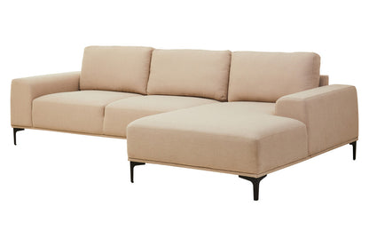 3 Seater Natural Fabric Right Chaise Sofa, Toulon