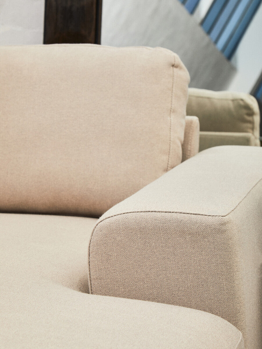 3 Seater Natural Fabric Right Chaise Sofa, Toulon