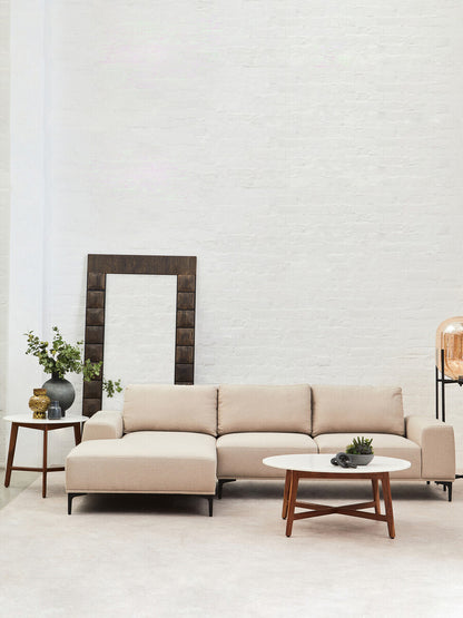 3 Seater Natural Fabric Left Chaise Sofa, Toulon - Image 3