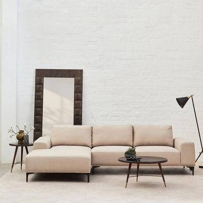 3 Seater Natural Fabric Left Chaise Sofa, Toulon - Image 1