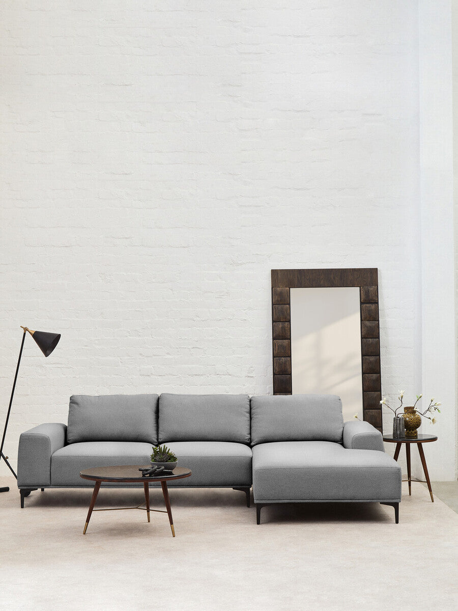 3 Seater Grey Fabric Right Chaise Sofa, Toulon - Image 10