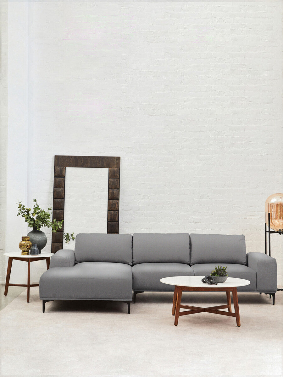 3 Seater Grey Fabric Right Chaise Sofa, Toulon - Image 17