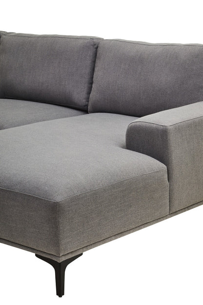Toulon 3 Seat Grey Fabric Right Chaise Sofa
