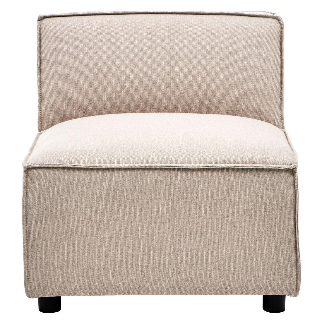Beige armchair with a white cushion on a white background