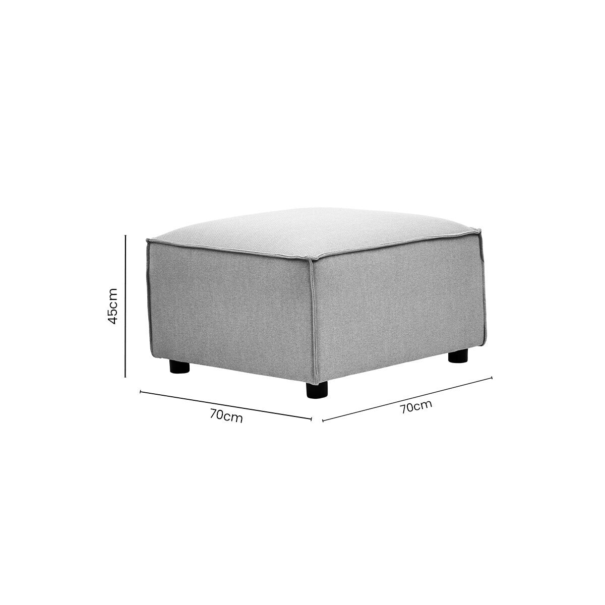 Grey Fabric Modular Ottoman, Toulouse