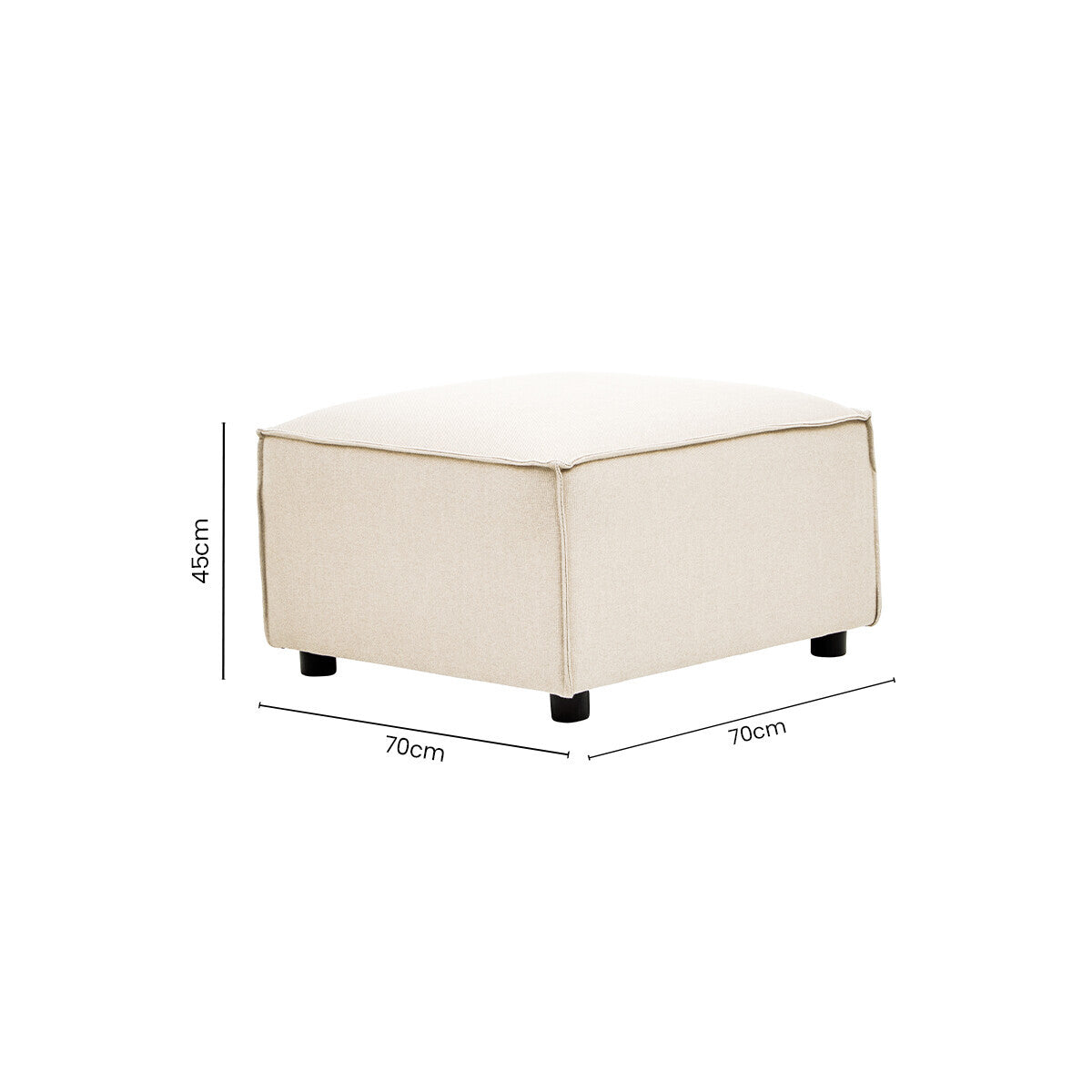 Cream Fabric Modular Ottoman, Toulouse