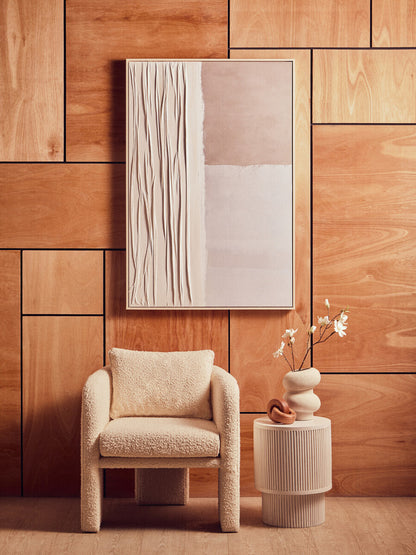 Ozzero Ivory Boucle Curved Armchair