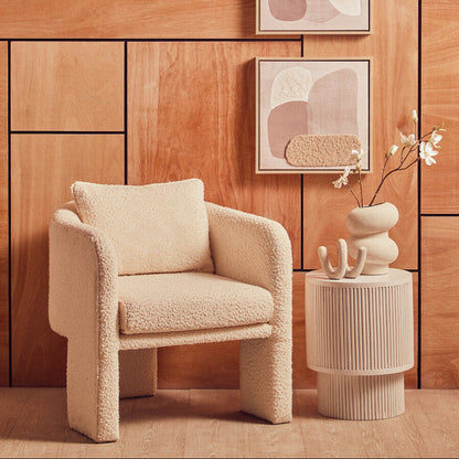 Ozzero Ivory Boucle Curved Armchair