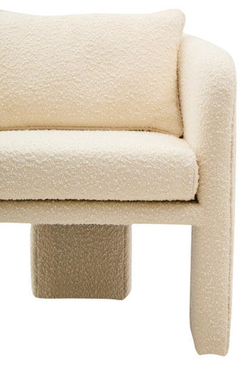 Ozzero Ivory Boucle Curved Armchair - Image 11