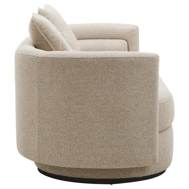 3 Seater Ivory Linen Curved Sofa, Oratino - Image 5