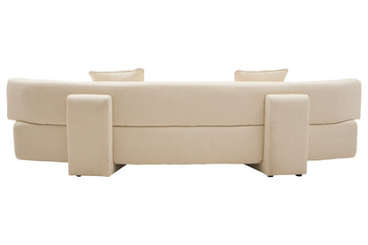 Ozzano Cream Linen Fabric 3 Seater Sofa