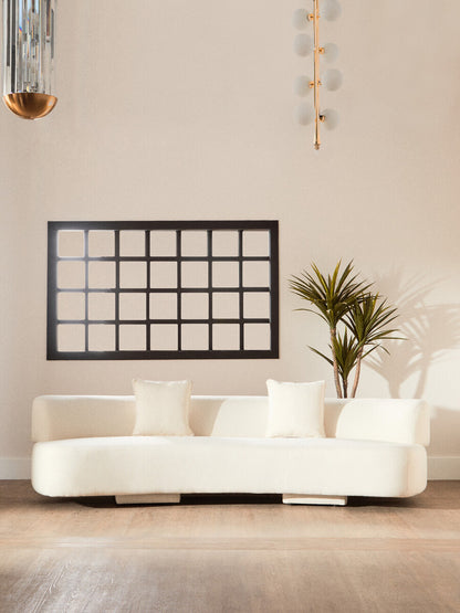 Ozzano Cream Linen Fabric 3 Seater Sofa