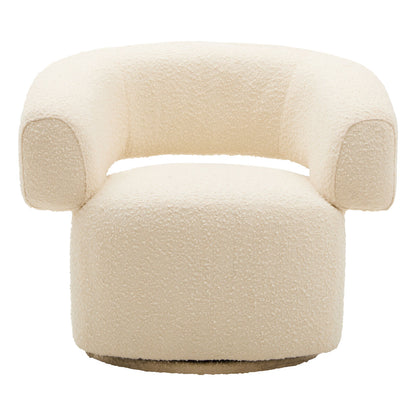 Oliveto Ivory Boucle Fabric Revolving Armchair