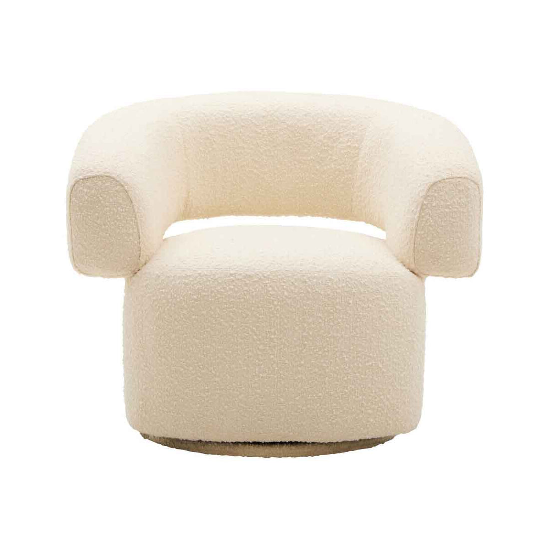 Oliveto Ivory Boucle Fabric Revolving Armchair