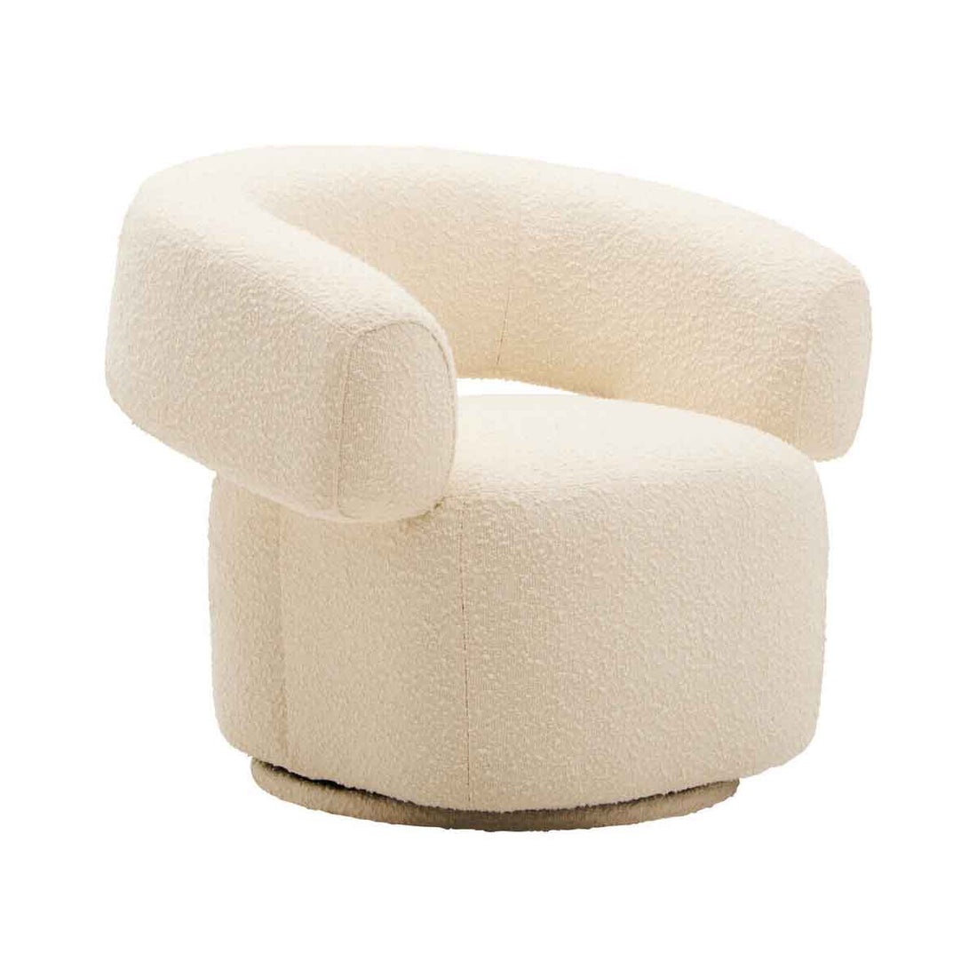 Oliveto Ivory Boucle Fabric Revolving Armchair