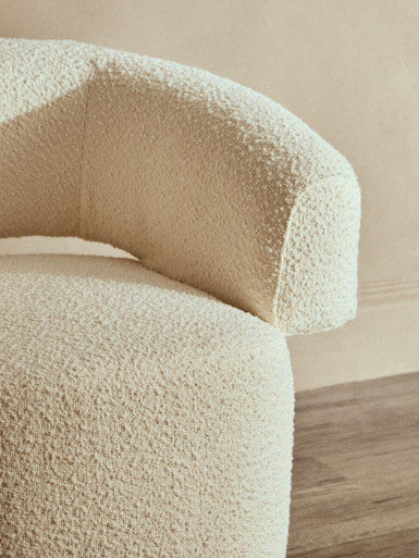 Oliveto Ivory Boucle Curved Swivel Armchair - Image 7