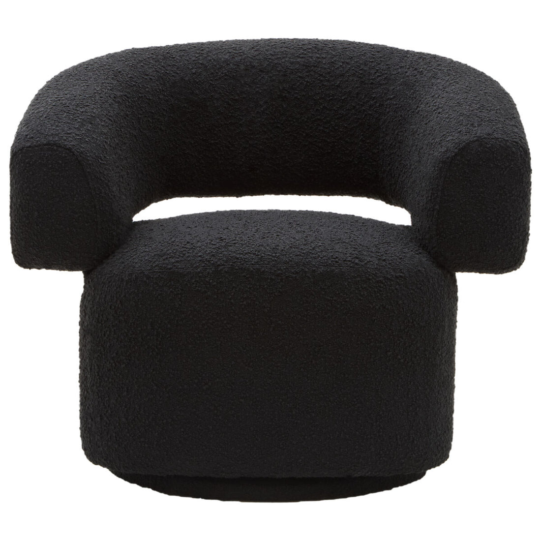 Oliveto Black Boucle Fabric Revolving Armchair