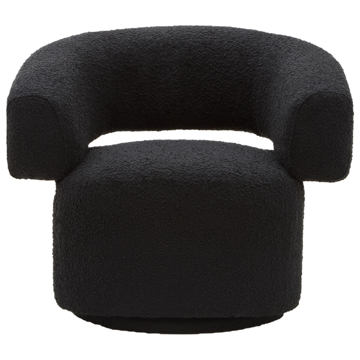 Oliveto Black Boucle Fabric Revolving Armchair