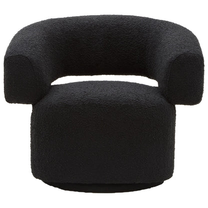Oliveto Black Boucle Fabric Revolving Armchair