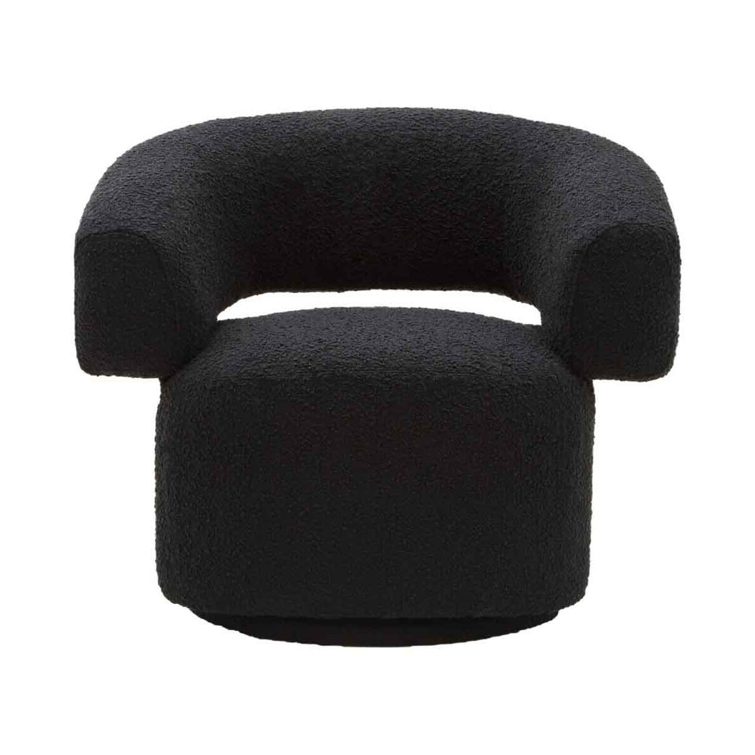 Oliveto Black Boucle Fabric Revolving Armchair