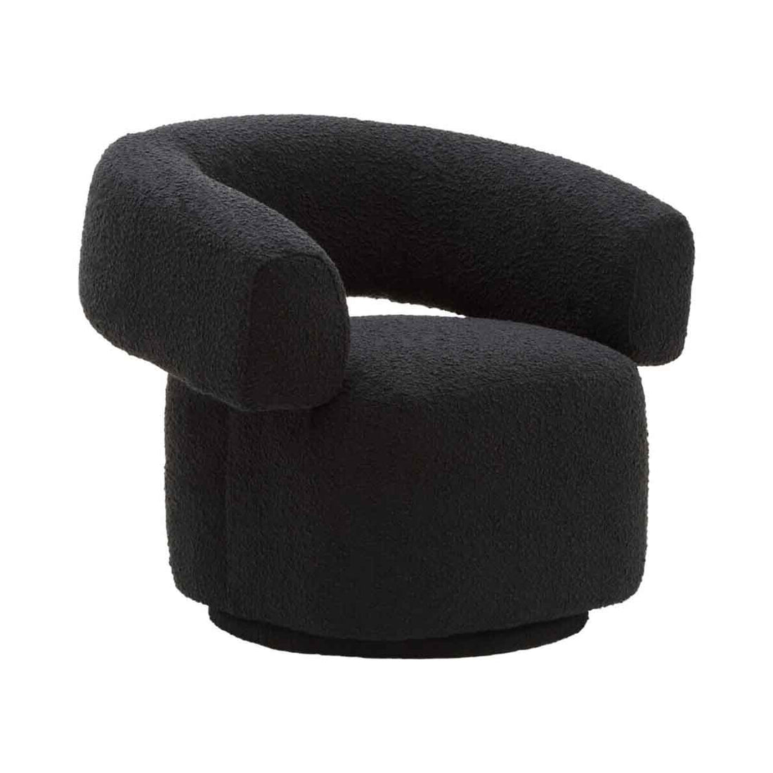 Oliveto Black Boucle Fabric Revolving Armchair