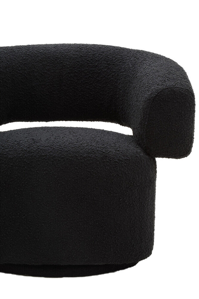 Oliveto Black Boucle Curved Swivel Armchair