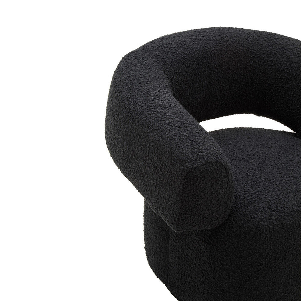 Oliveto Black Boucle Fabric Revolving Armchair