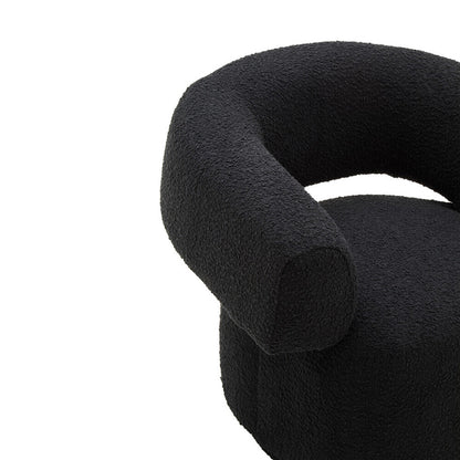 Oliveto Black Boucle Fabric Revolving Armchair