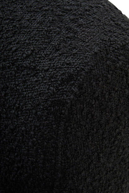 Oliveto Black Boucle Fabric Revolving Armchair