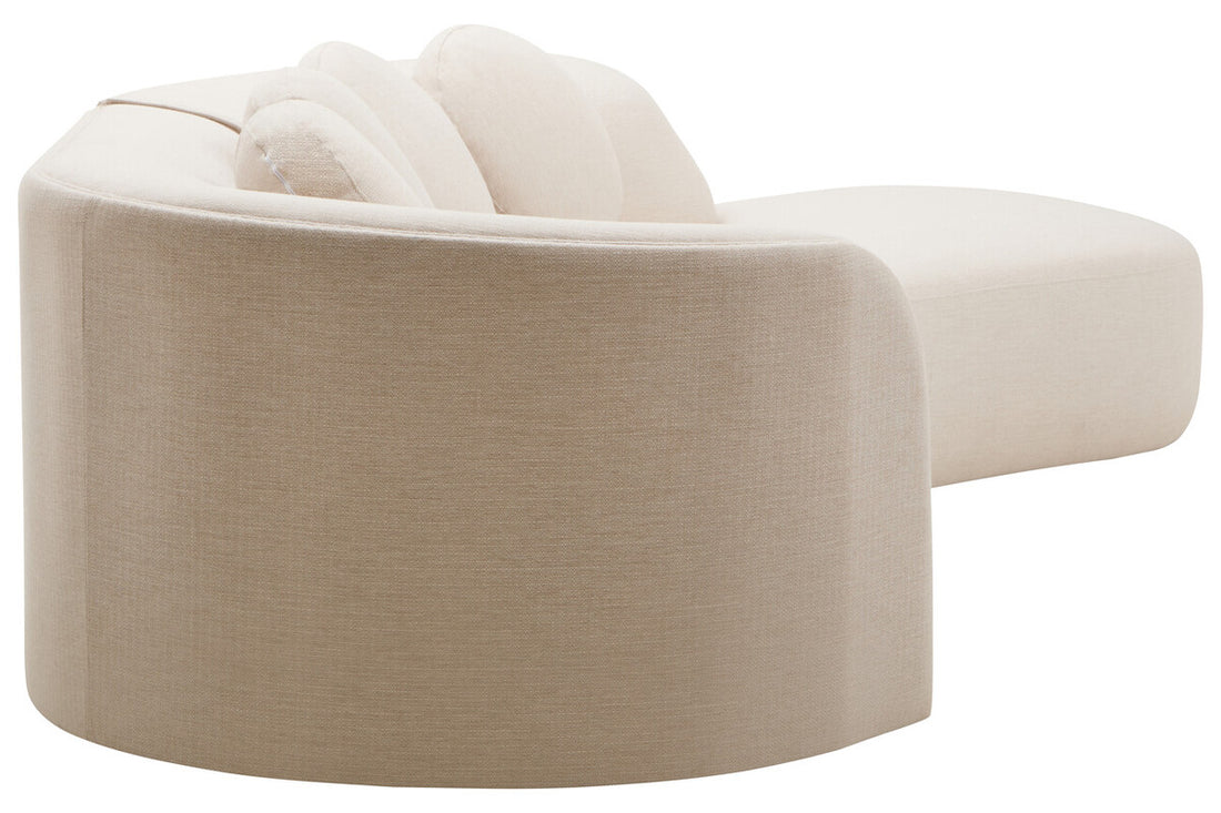 3 Seater Cream Linen Curved Sofa, Ovada - Image 5