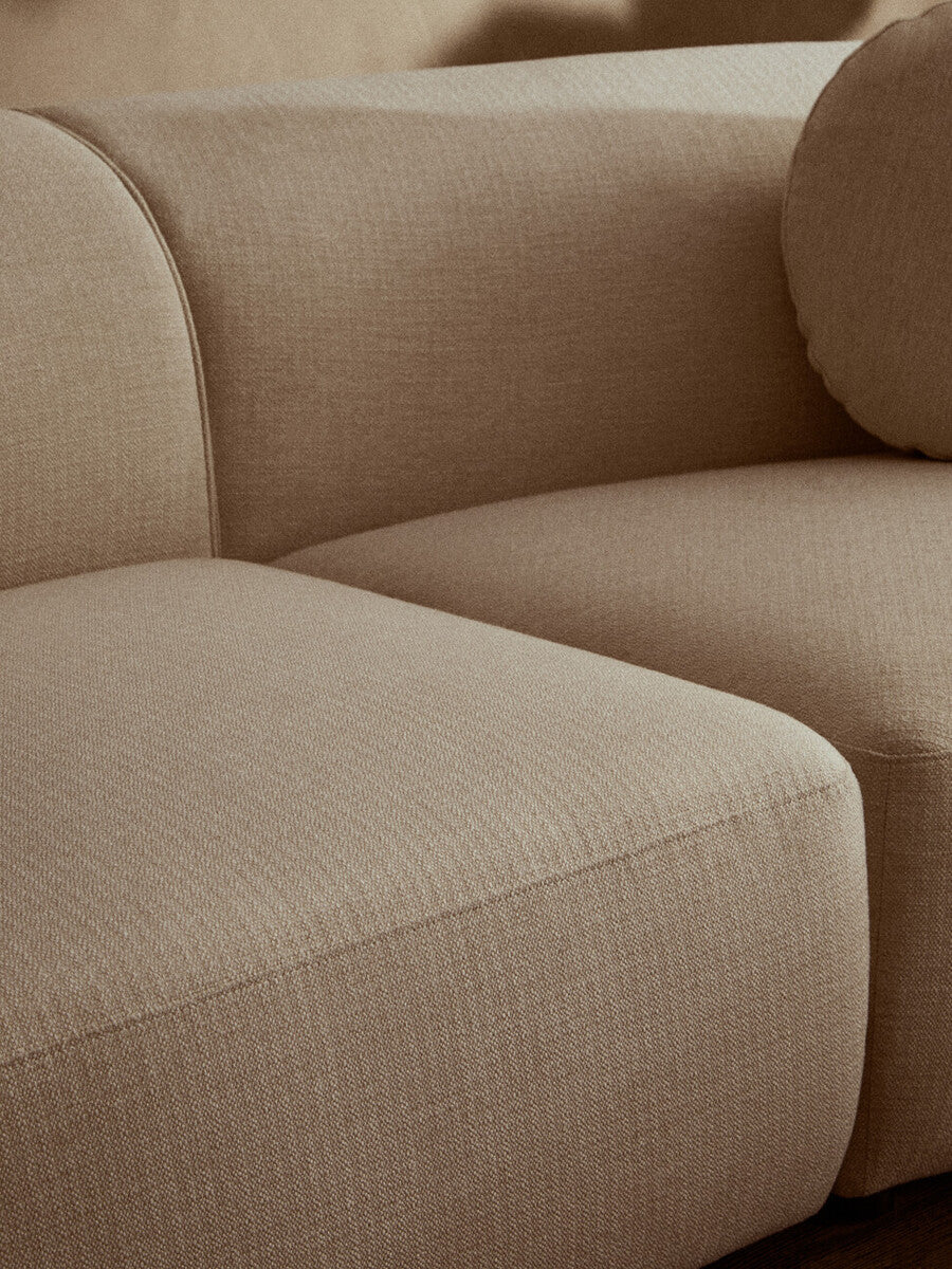 3 Seater Cream Linen Curved Sofa, Ovada - Image 12