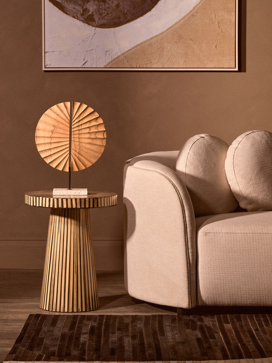 3 Seater Cream Linen Curved Sofa, Ovada - Image 14