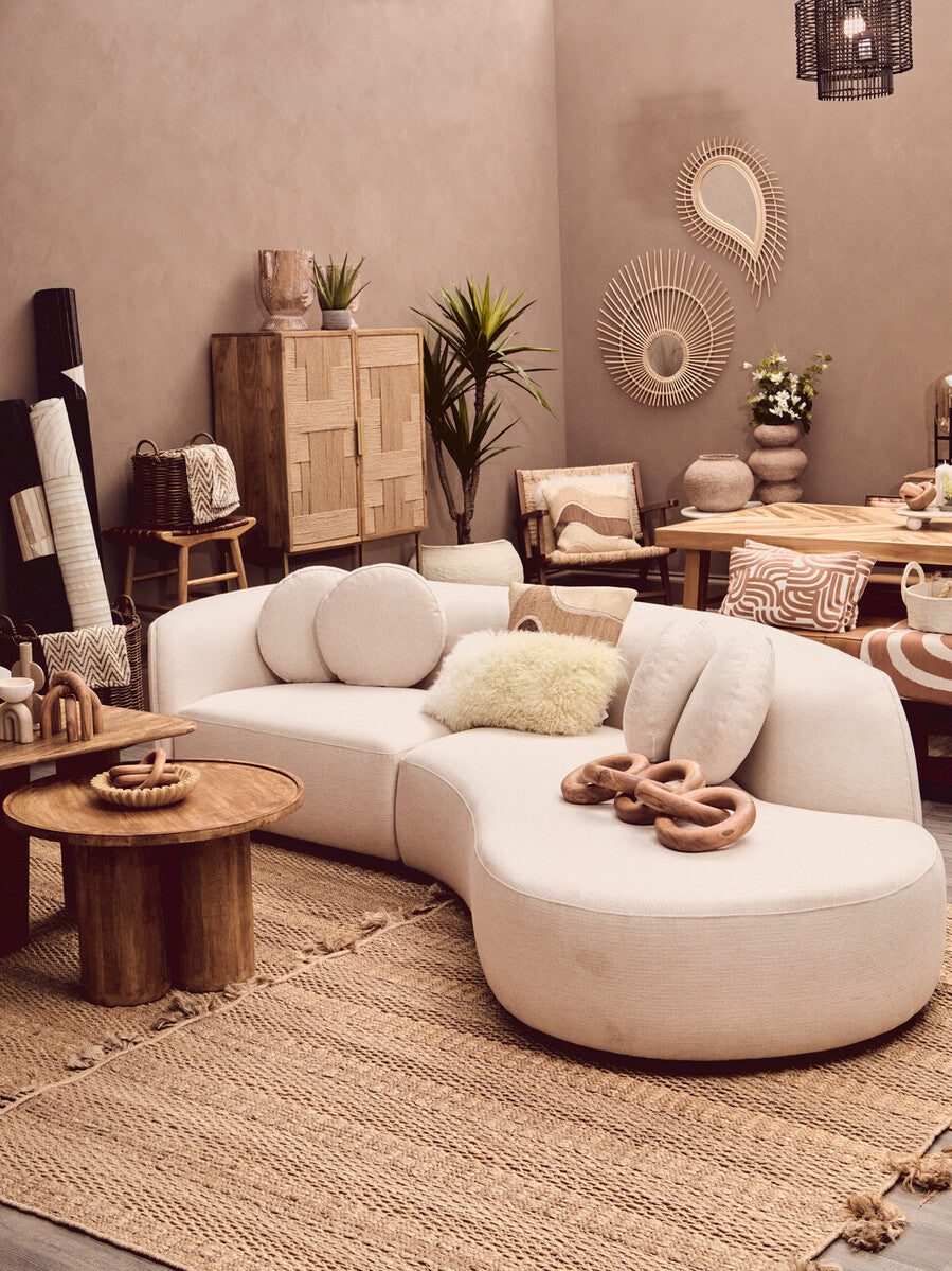 Ovada Cream Linen Fabric 3 Seater Sofa