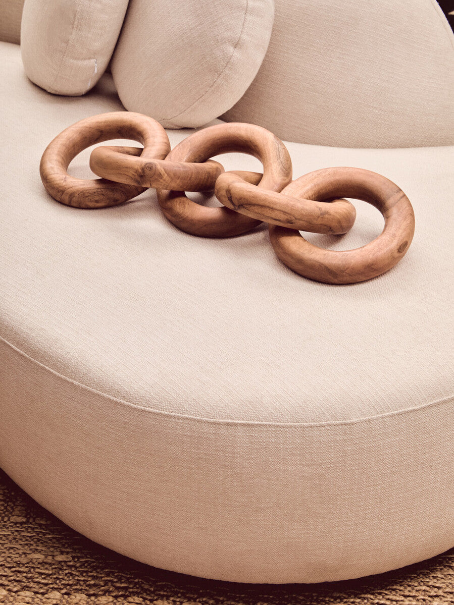 Ovada Cream Linen Fabric 3 Seater Sofa