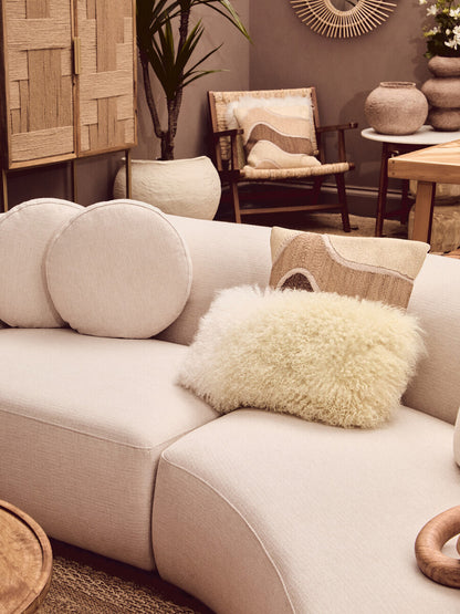 Ovada Cream Linen Fabric 3 Seater Sofa