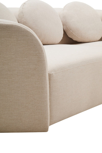 Ovada Cream Linen Fabric 3 Seater Sofa