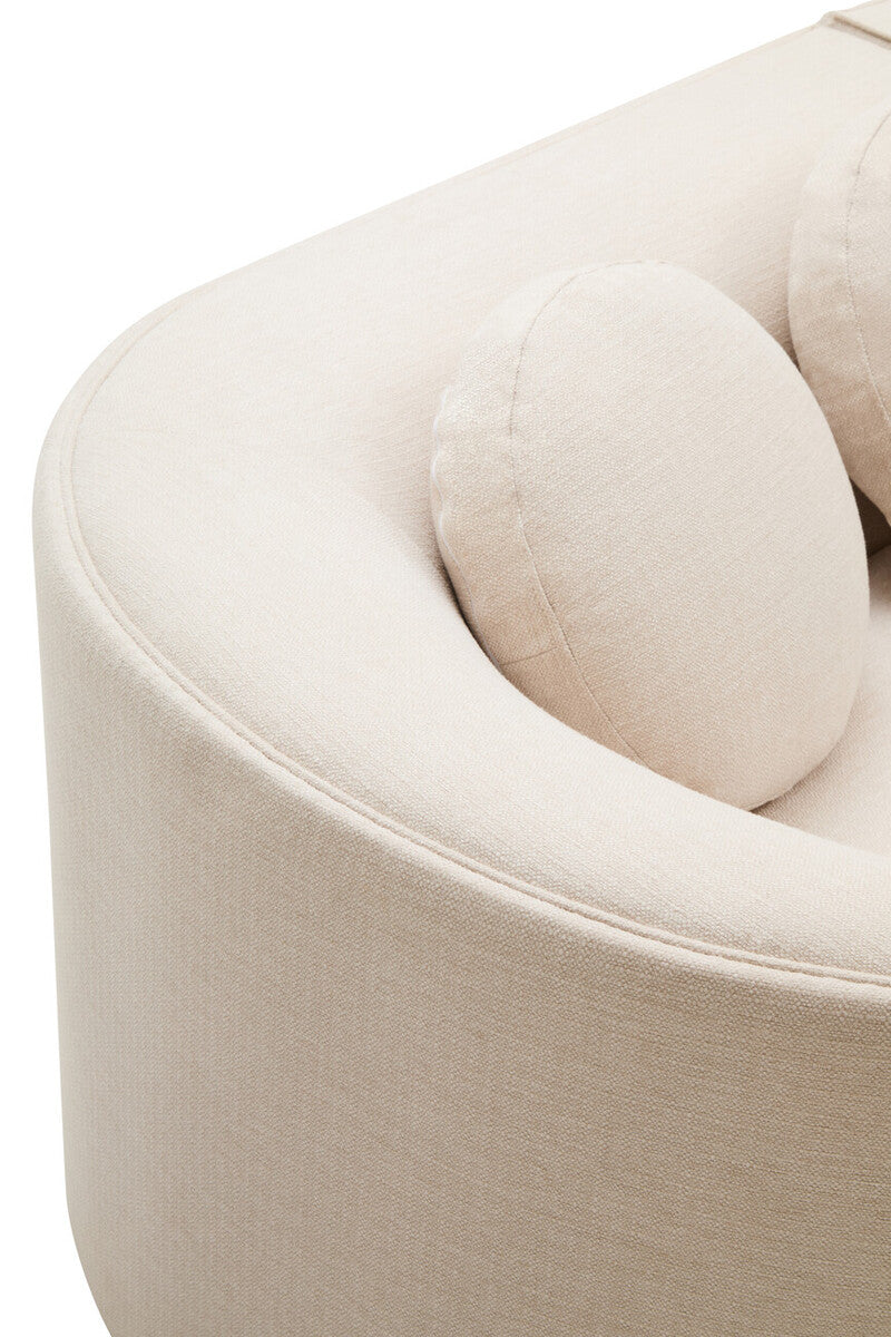 3 Seater Cream Linen Curved Sofa, Ovada - Image 23