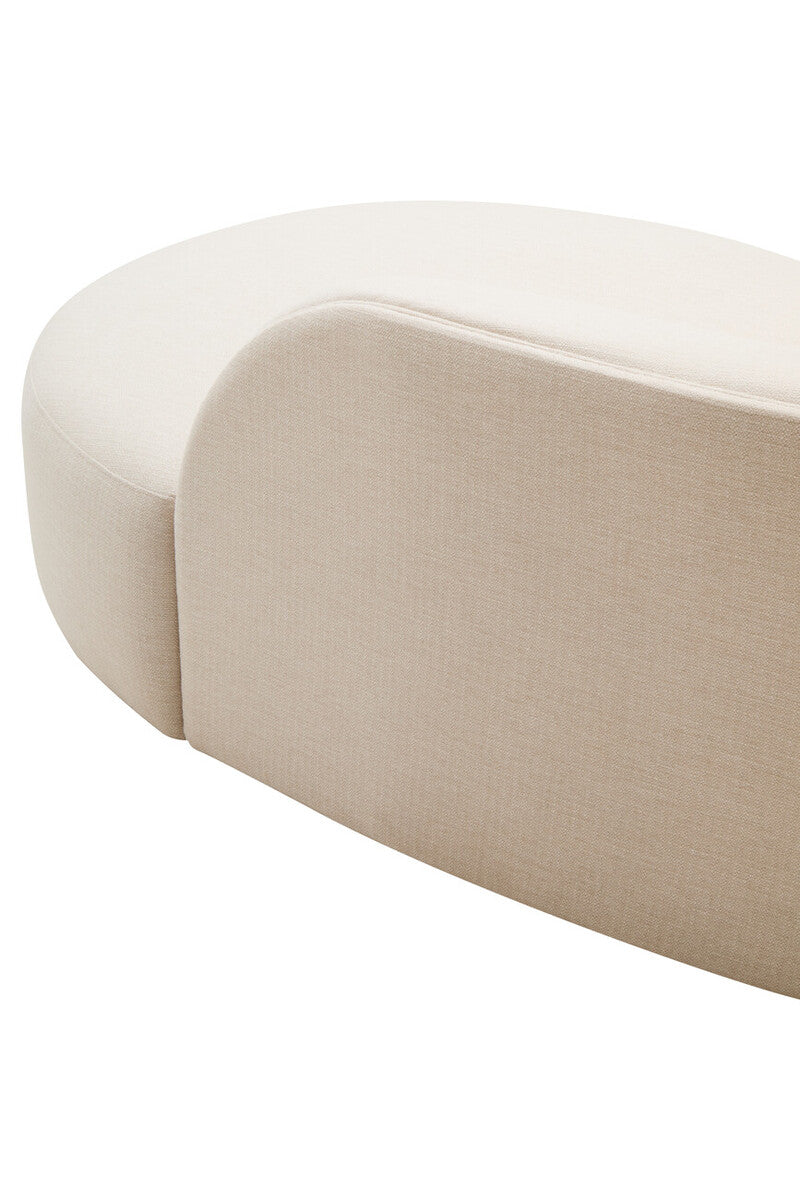 3 Seater Cream Linen Curved Sofa, Ovada - Image 24