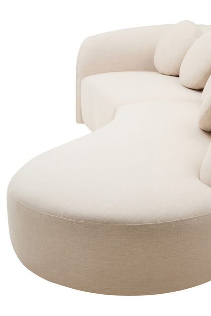 Ovada Cream Linen Fabric 3 Seater Sofa