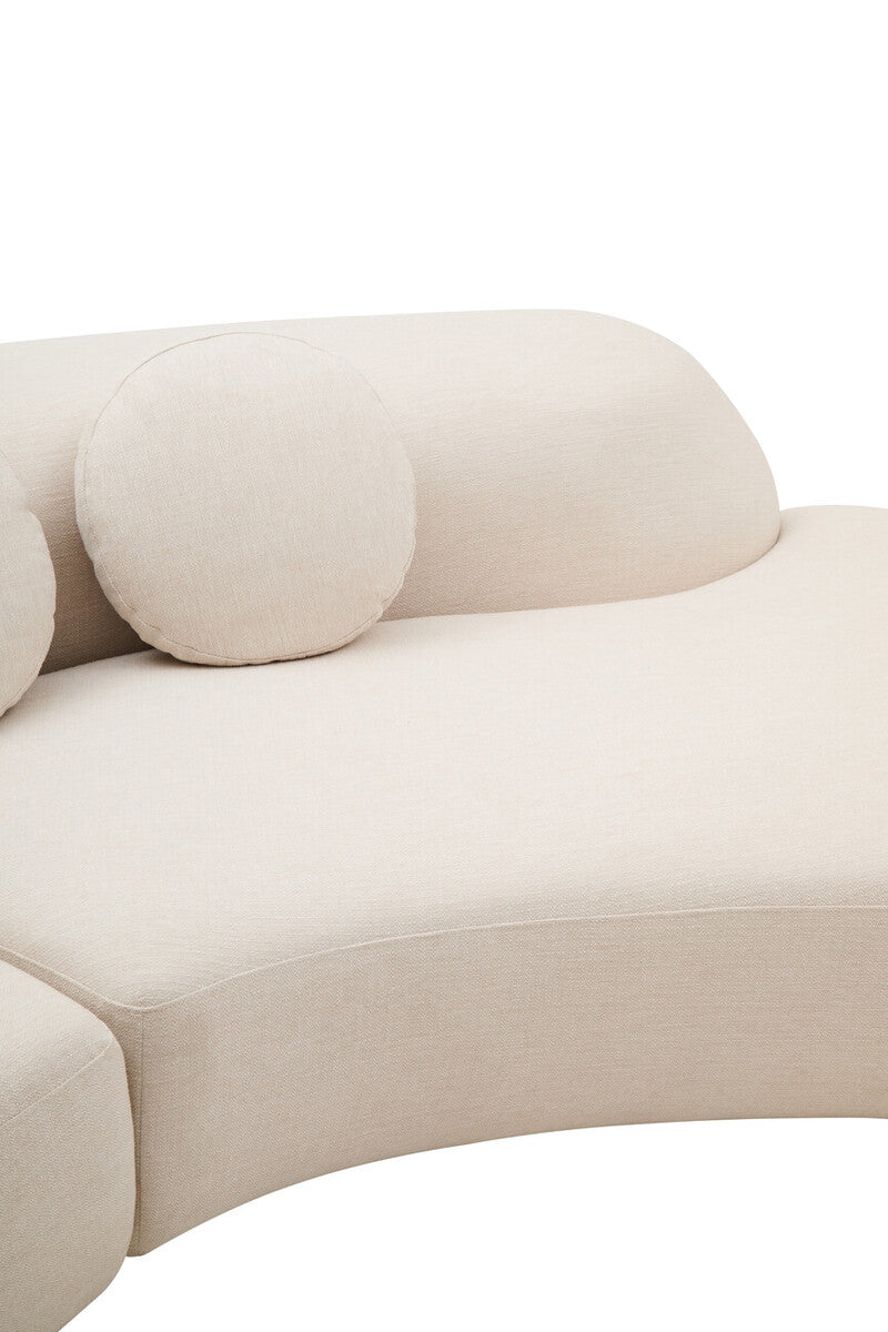 3 Seater Cream Linen Curved Sofa, Ovada - Image 28