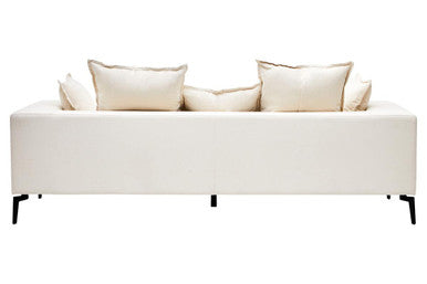 3 Seater Textured Fabric Cream Sofa, Avignon - Image 5