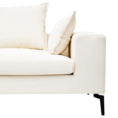 3 Seater Textured Fabric Cream Sofa, Avignon - Image 7