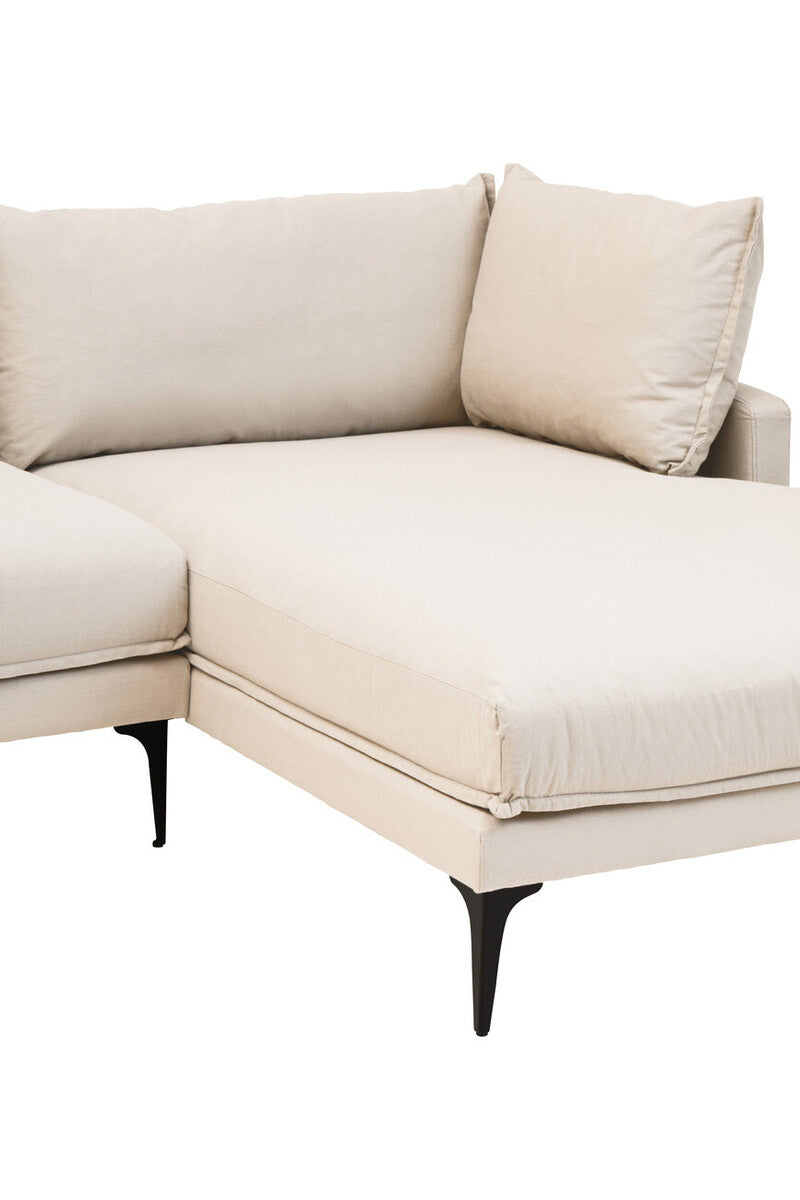 Troyes Cream Three Seat Right Chaise Sofa