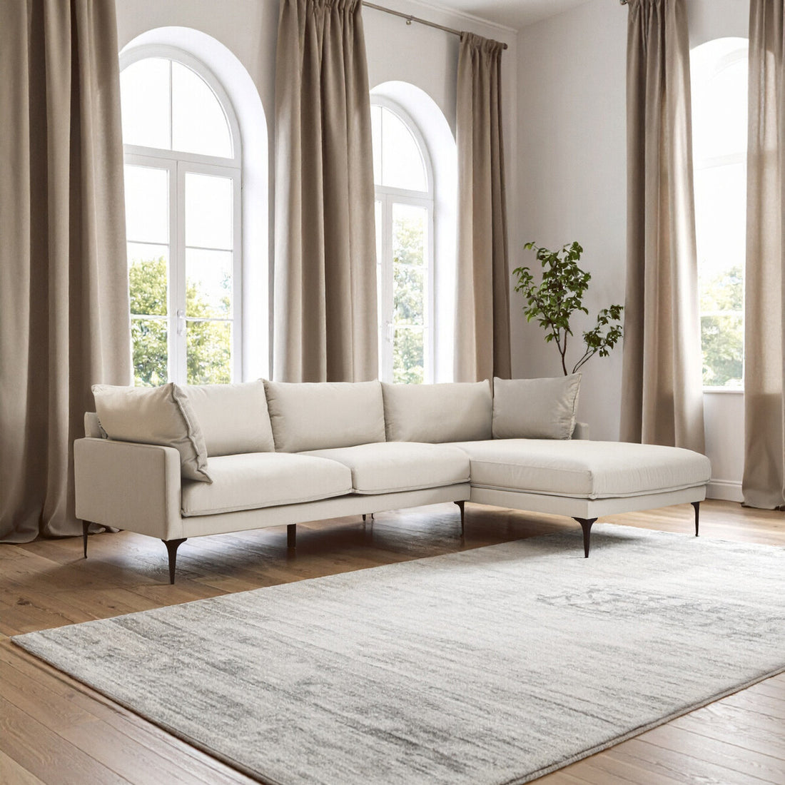 3 Seater Cream  Right Chaise Sofa, Comfee - Image 9